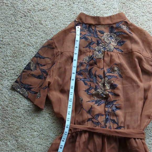 Vintage Floral Embroidered Brown Dress - Picture 9 of 11